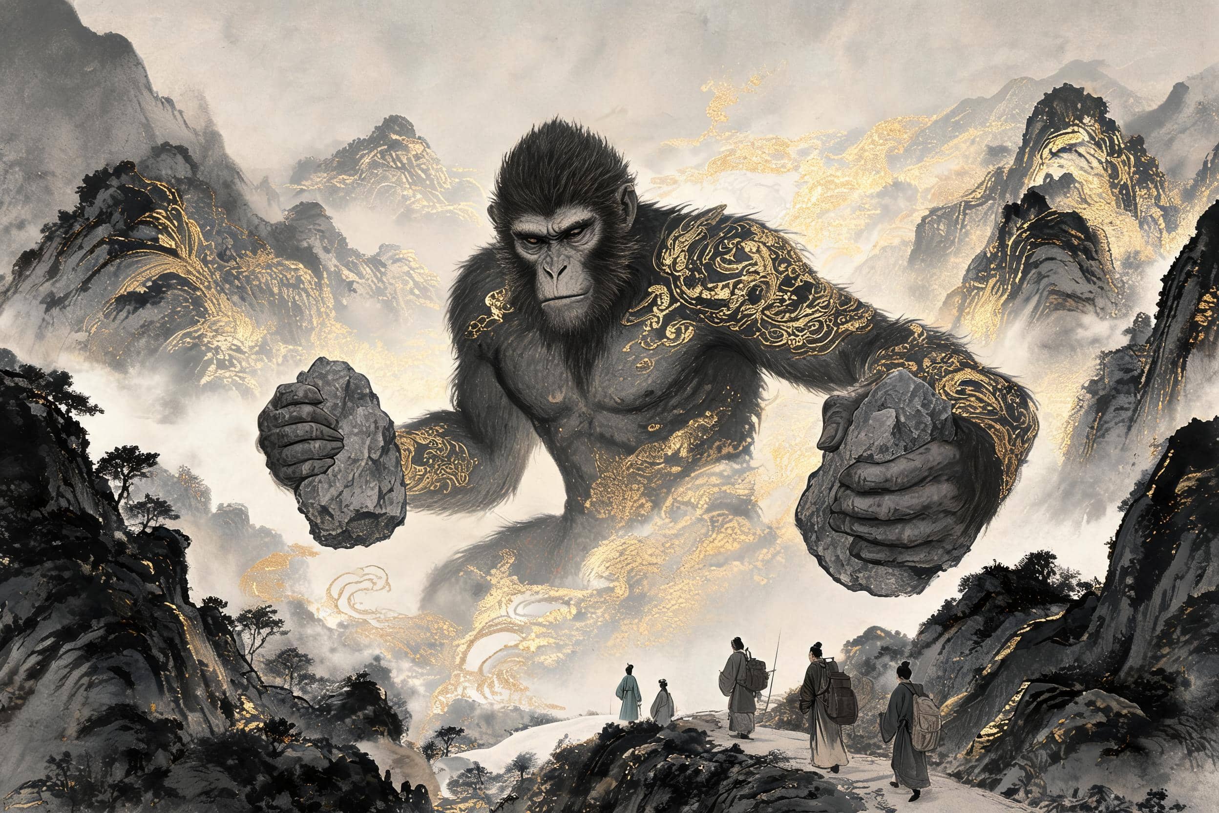 Jufu the guardian monkey from Chinese mythology, Shan Hai Jing, ancient myth behind the Chinese Zodiac Monkey sign