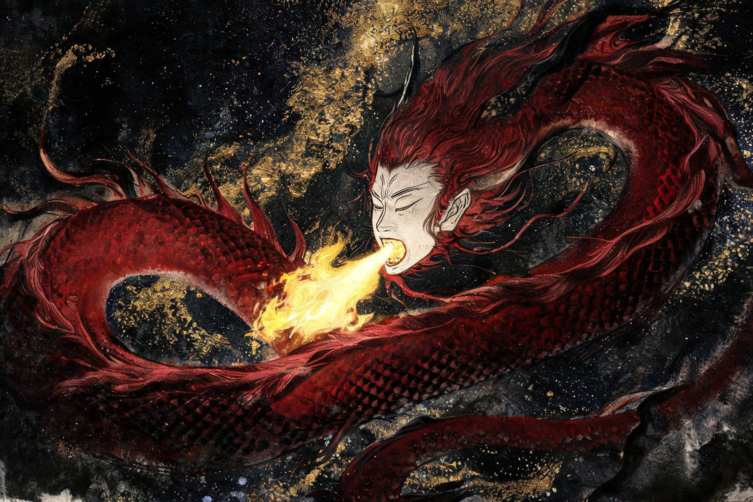 Zhuyin the Torch-Dragon from Chinese mythology, Shan Hai Jing, ancient myth behind the Chinese Zodiac Snake sign