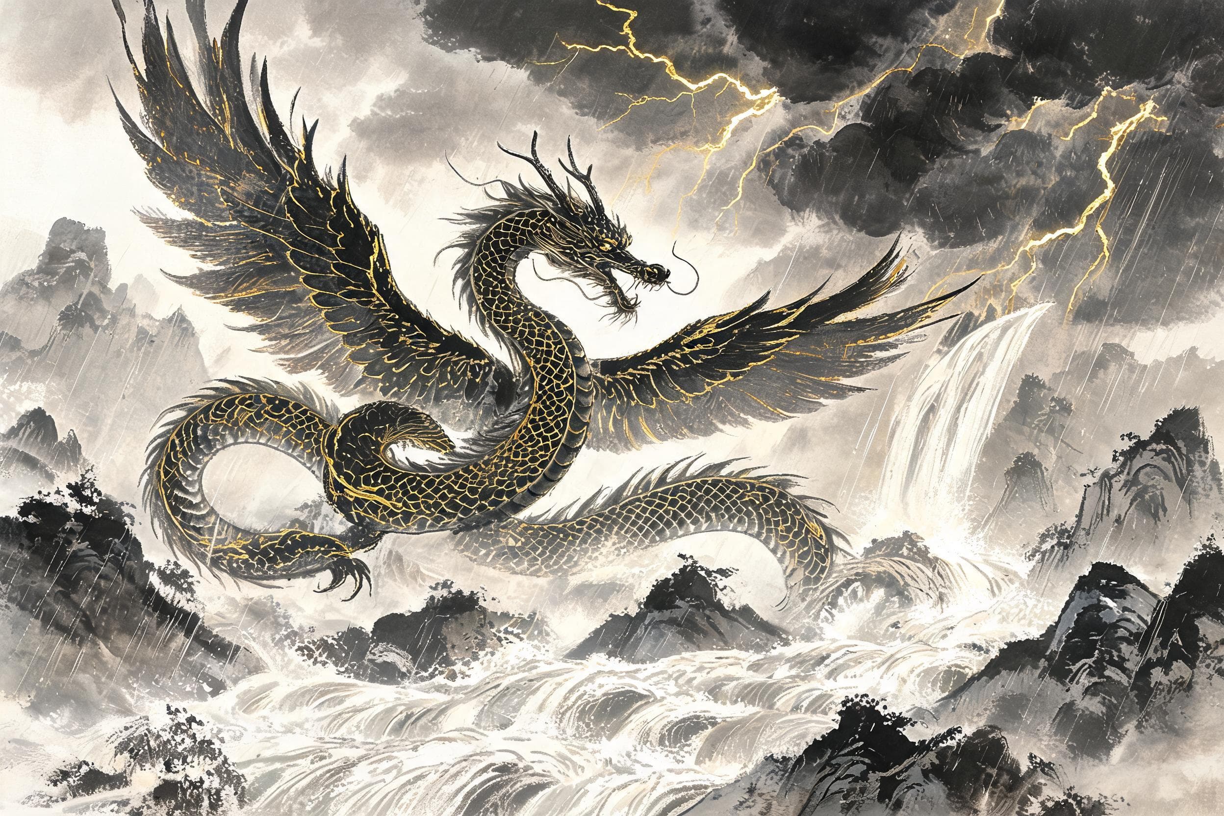 Yinglong the Winged Dragon from Chinese mythology, Shan Hai Jing, ancient myth behind the Chinese Zodiac Dragon sign
