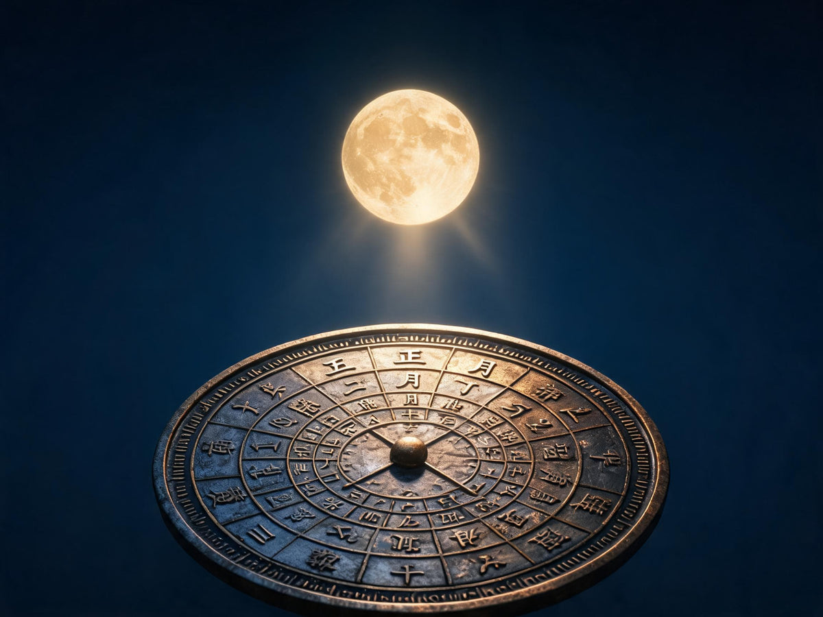 Chinese Lunar Calendar diagram — months, moon phases and seasonal cycles used in Chinese Astrology and the Zodiac