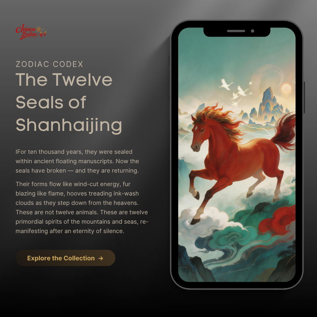 ZODIAC CODEX Chinese Zodiac Shanhaijing ink art phone wallpaper collection