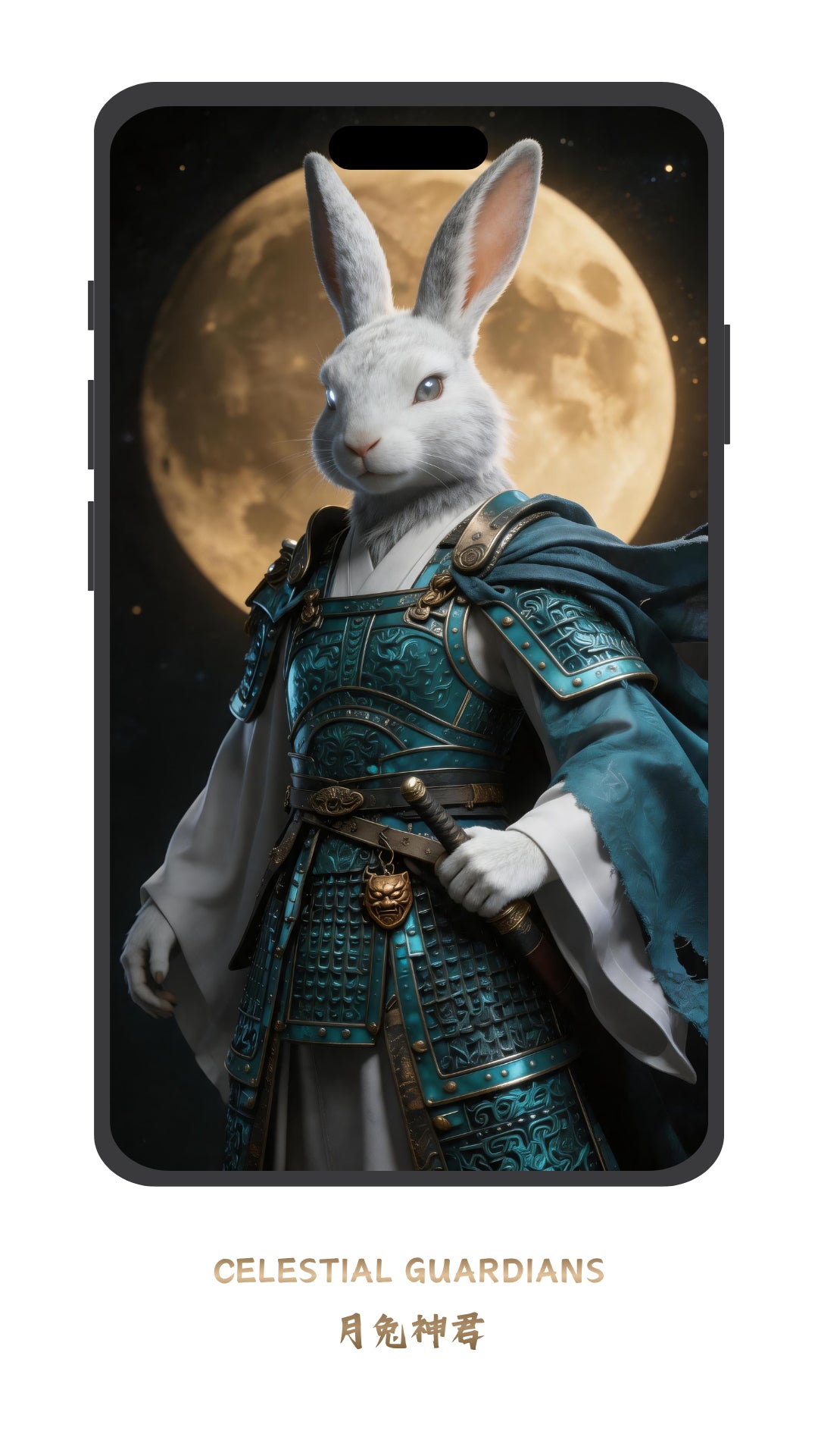 Epic Rabbit guardian wallpaper inspired by Eastern fantasy mythology