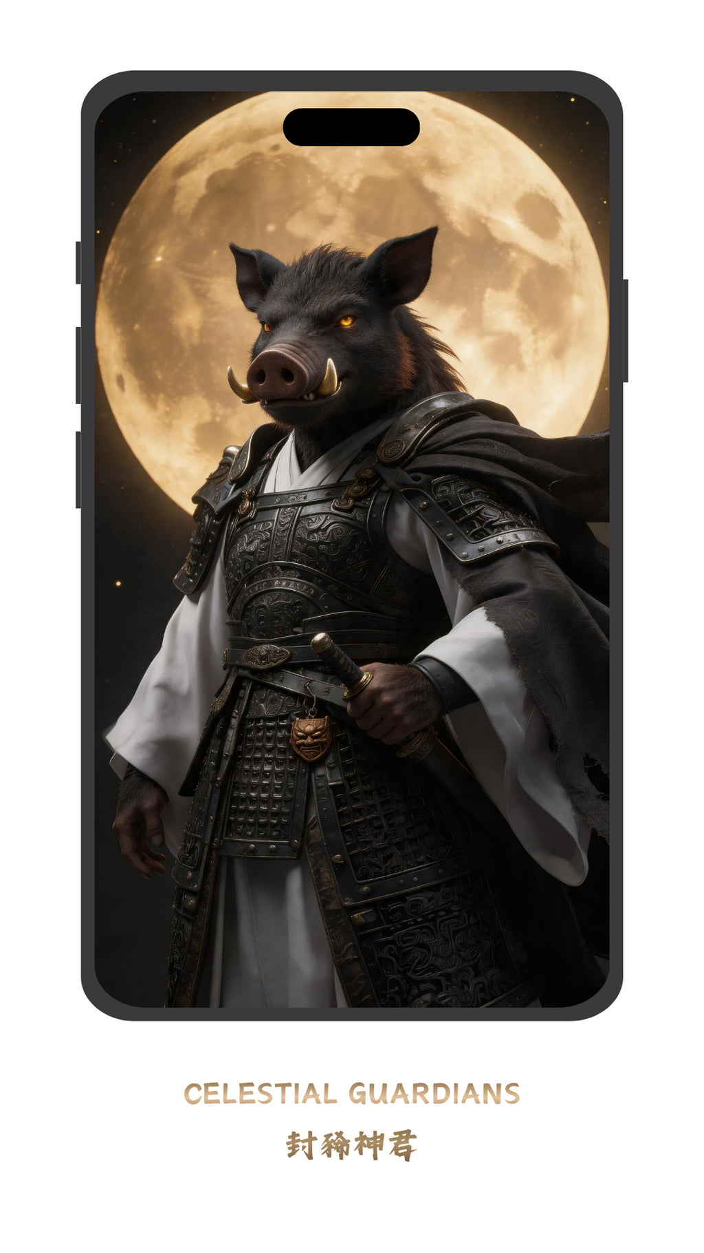 Epic Pig guardian wallpaper inspired by Eastern fantasy mythology