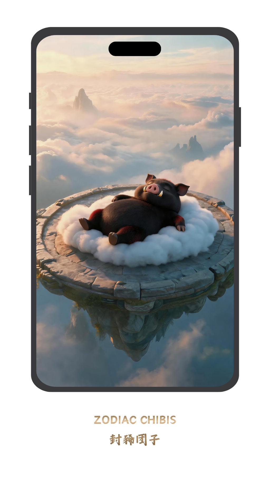 Cute Pig chibi phone wallpaper with Chinese zodiac theme