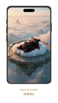 Cute Pig chibi phone wallpaper with Chinese zodiac theme