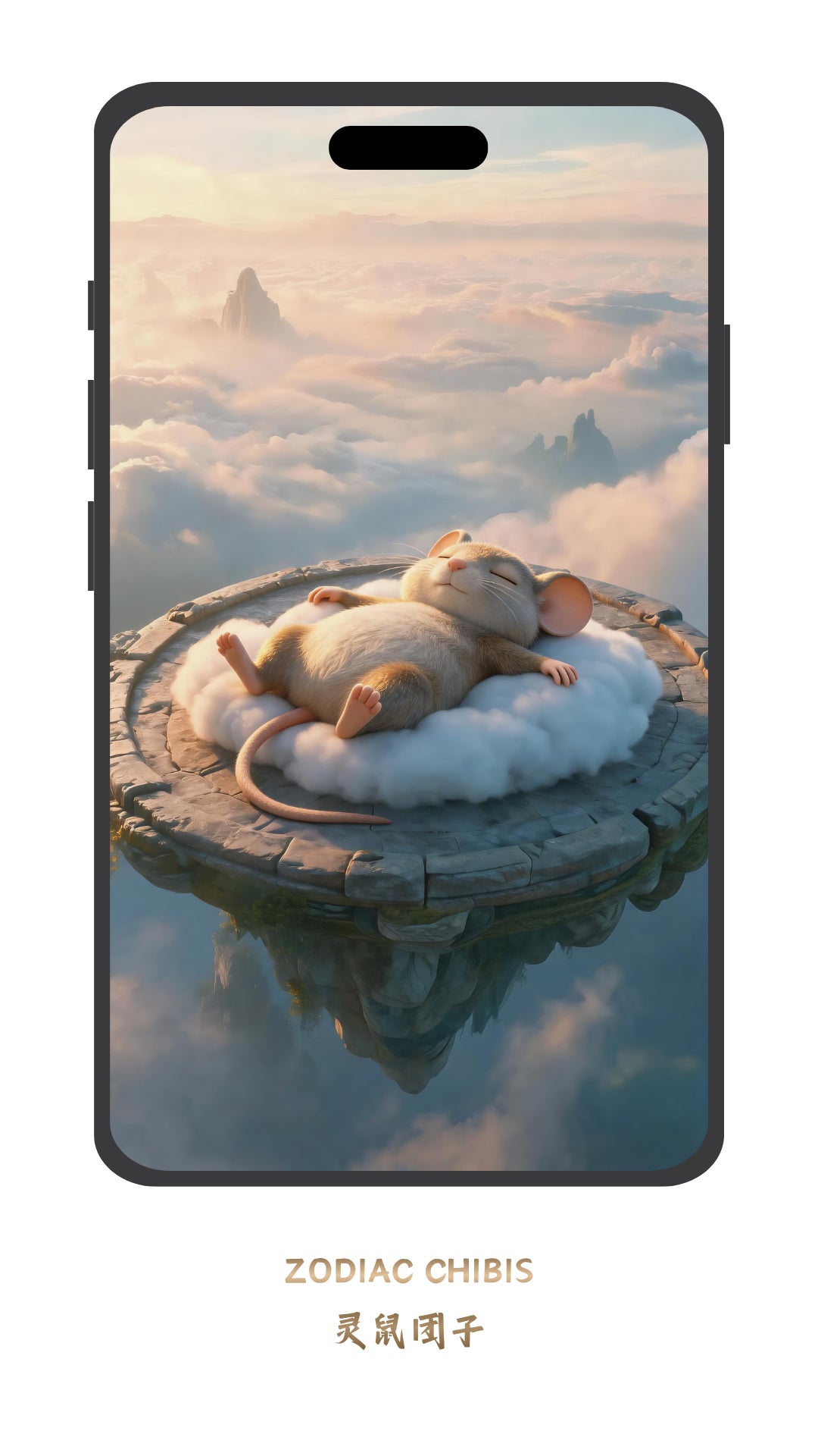 Cute Rat chibi phone wallpaper with Chinese zodiac theme
