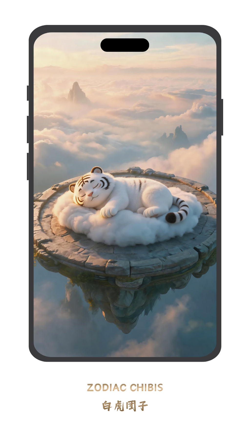 Cute Tiger chibi phone wallpaper with Chinese zodiac theme