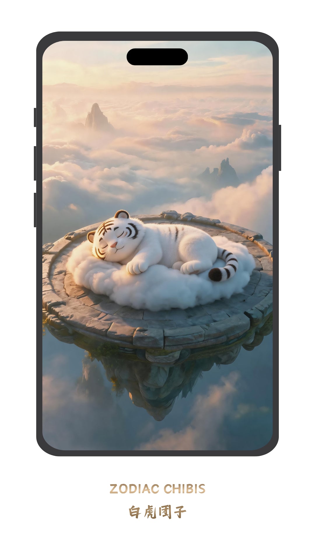 Cute Tiger chibi phone wallpaper with Chinese zodiac theme