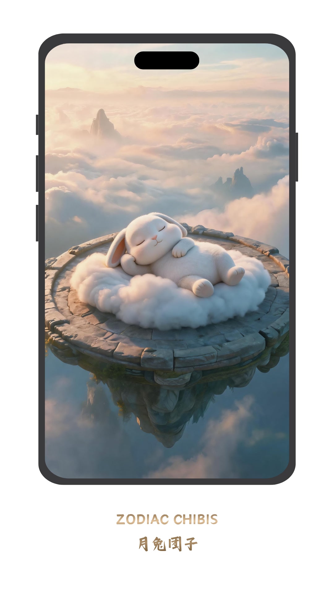 Cute Rabbit chibi phone wallpaper with Chinese zodiac theme