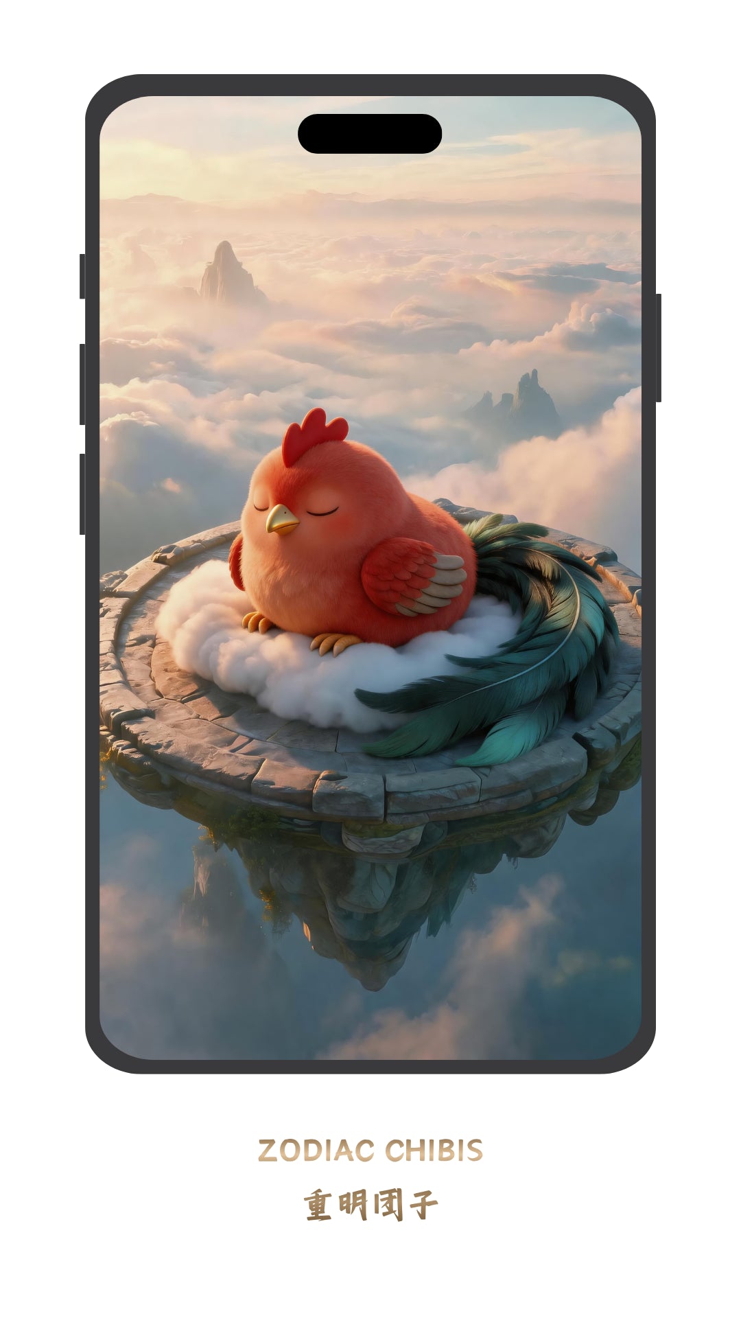 Cute Rooster chibi phone wallpaper with Chinese zodiac theme