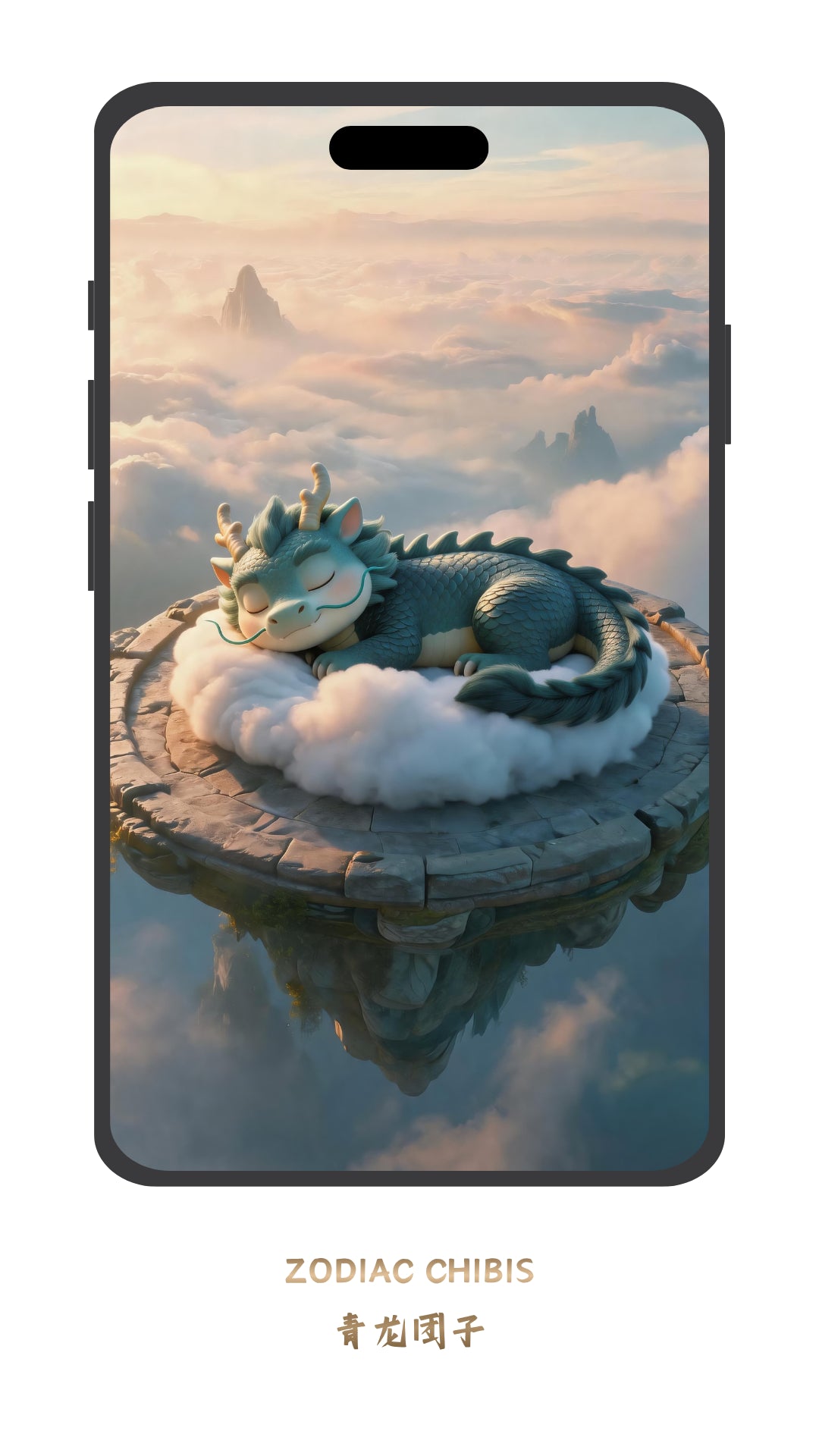 Cute Dragon chibi phone wallpaper with Chinese zodiac theme