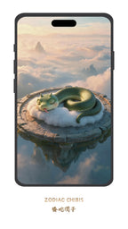 Cute Snake chibi phone wallpaper with Chinese zodiac theme