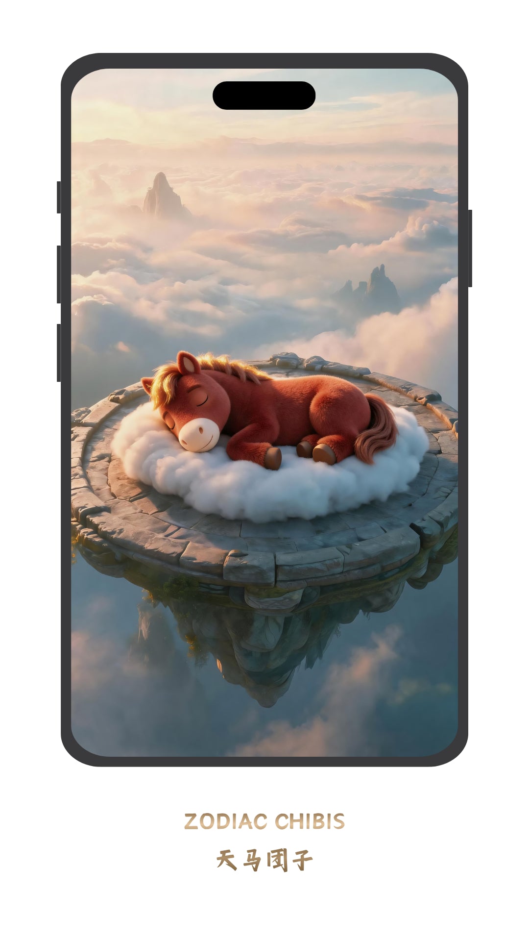 Cute Horse chibi phone wallpaper with Chinese zodiac theme