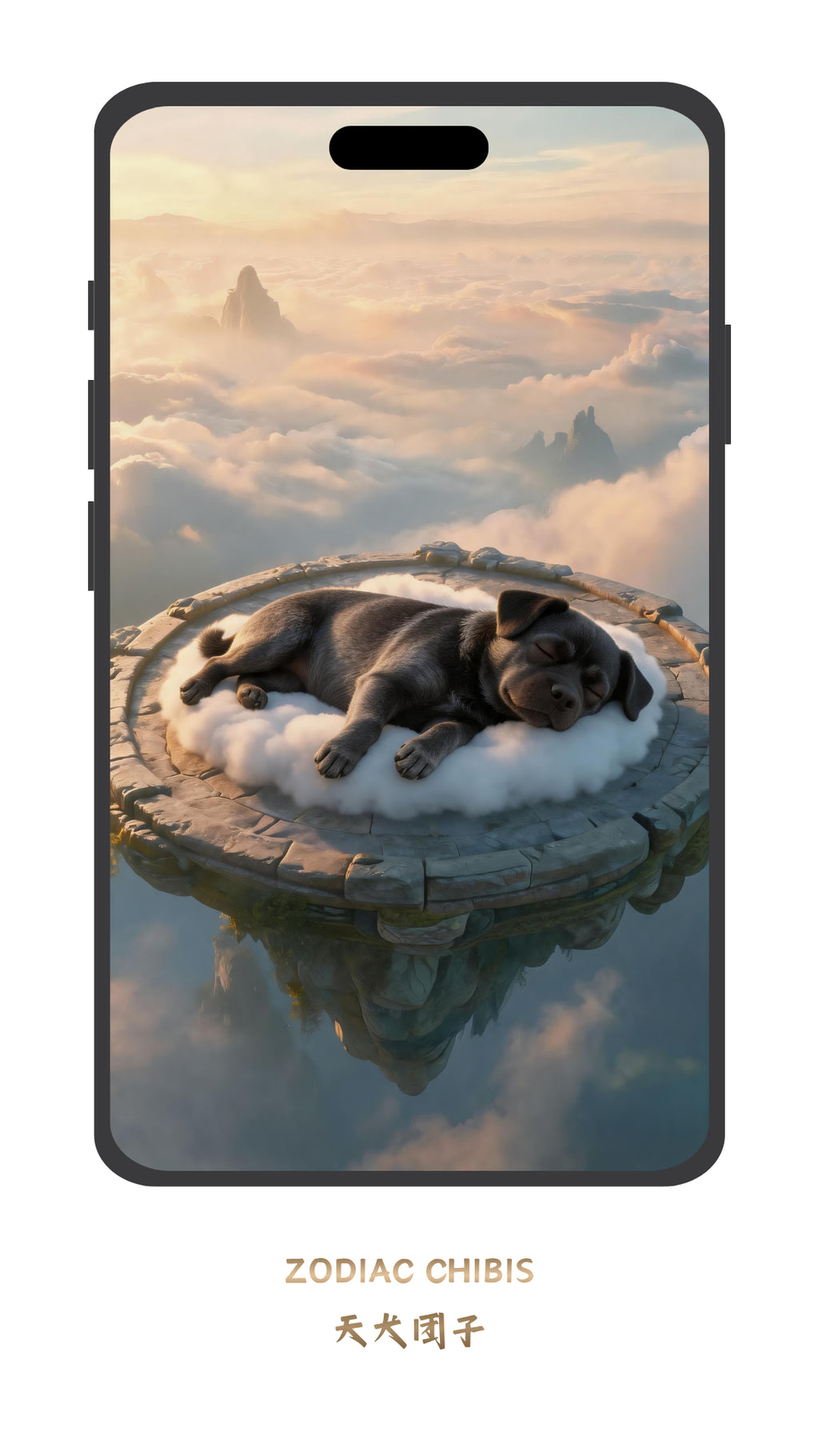 Cute Dog chibi phone wallpaper with Chinese zodiac theme