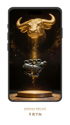 Luxury black gold Chinese Zodiac Ox phone wallpaper