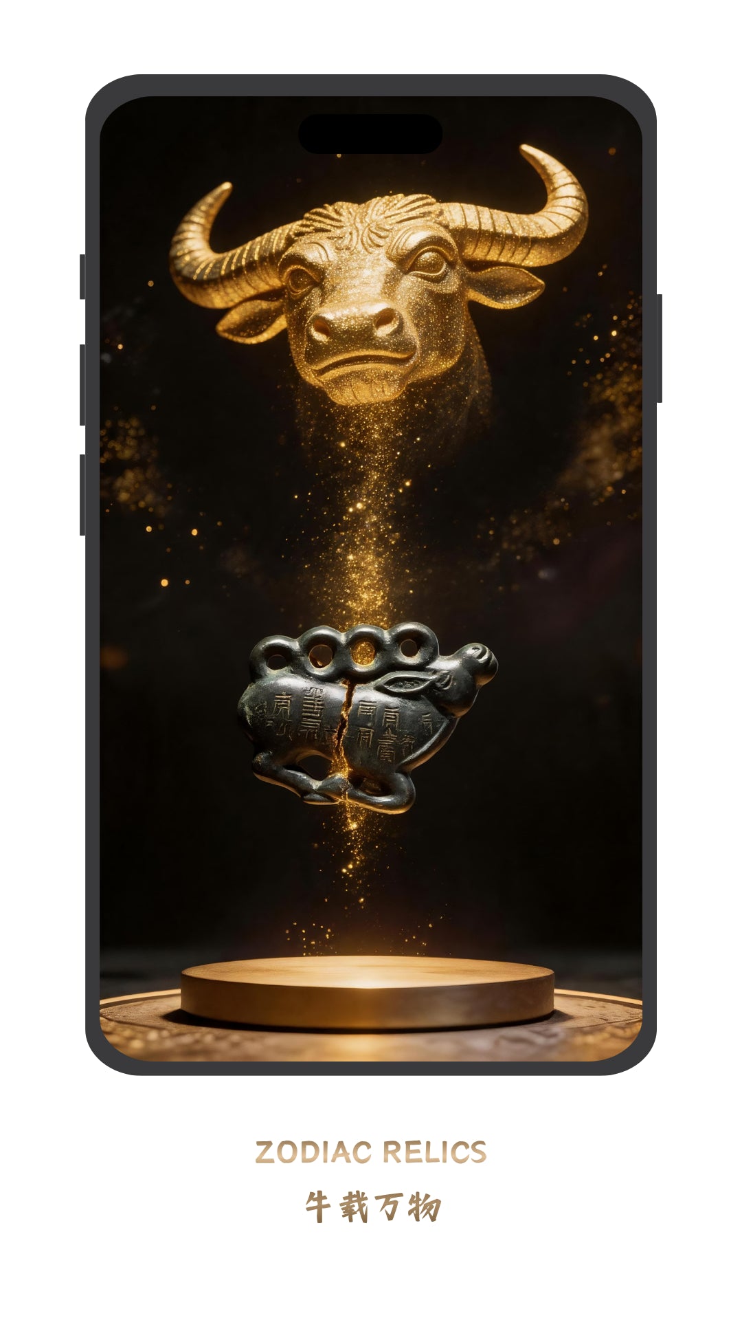 Luxury black gold Chinese Zodiac Ox phone wallpaper