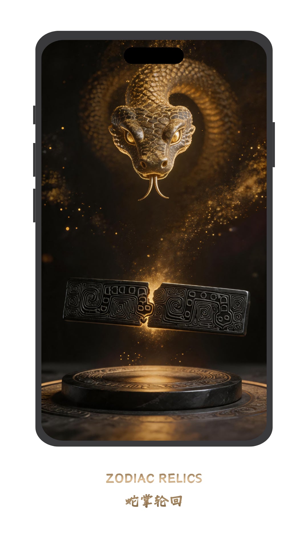 Luxury black gold Chinese Zodiac Snake phone wallpaper