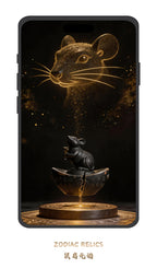 Luxury black gold Chinese Zodiac Rat phone wallpaper