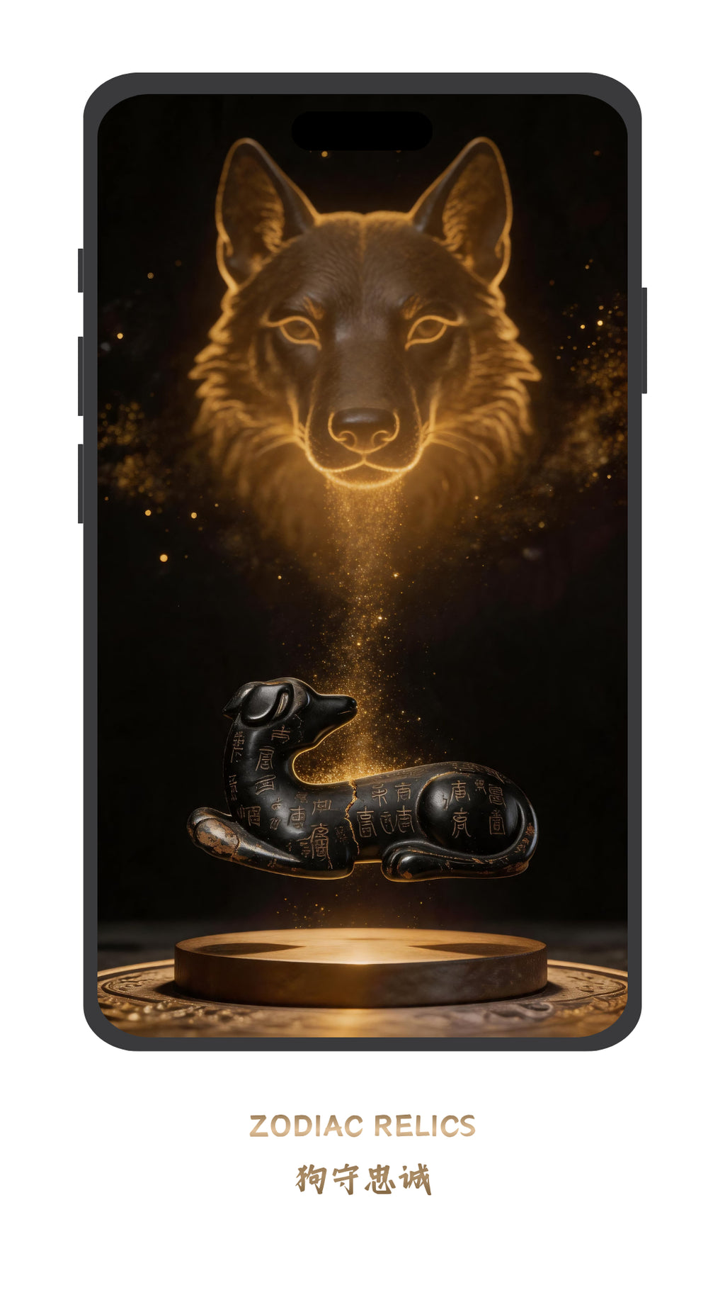 Luxury black gold Chinese Zodiac Dog phone wallpaper