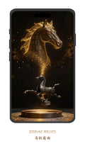 Luxury black gold Chinese Zodiac Horse phone wallpaper