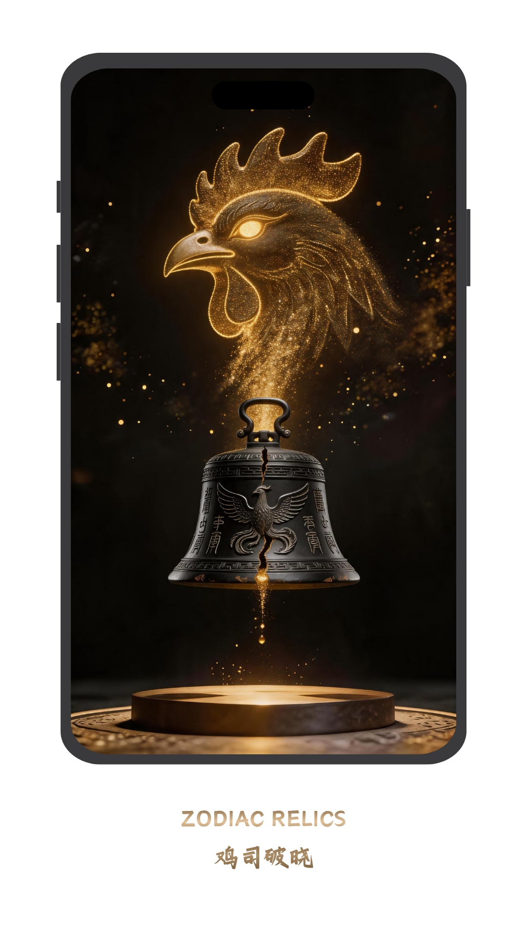 Luxury black gold Chinese Zodiac Rooster phone wallpaper