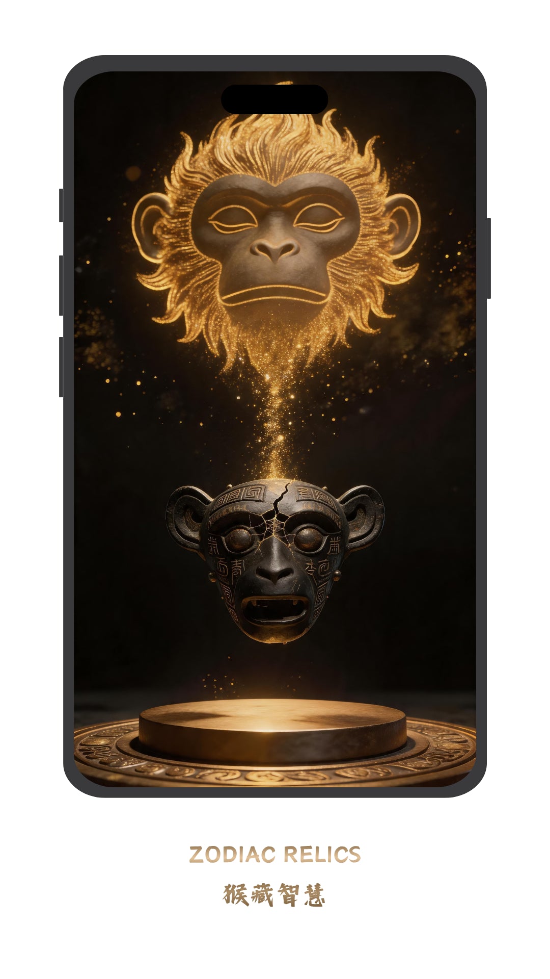 Luxury black gold Chinese Zodiac Monkey phone wallpaper
