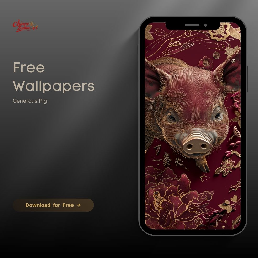 Chinese Zodiac Pig Phone Wallpaper — Free Download